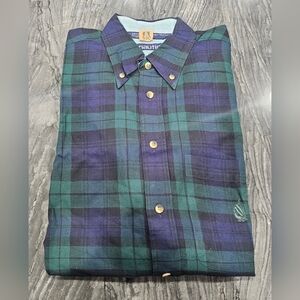 Nautica Men's Plaid Button-Down Shirt in Green and Blue